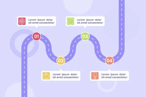 Four Segment Business Path with Colorful Icons Stock Illustration