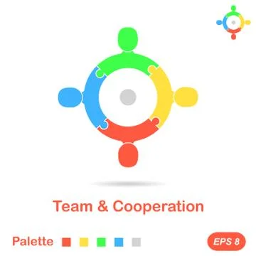 Four segment concept of team working Stock Illustration