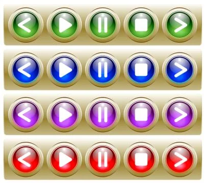Four Sets of Player Control Buttons Stock Illustration