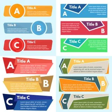 Four sets of three elements of infographic design Illustrazione stock