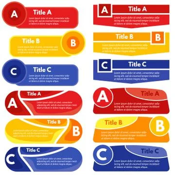 Four sets of three elements of infographic design Stock Illustration