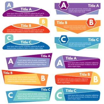 Four sets of three elements of infographic design Stock Illustration
