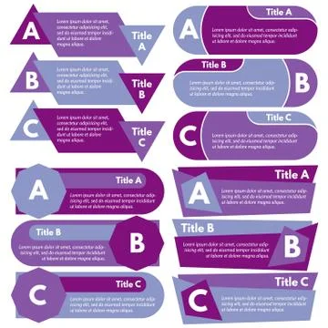 Four sets of three elements of infographic design Stock Illustration
