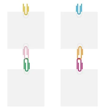 Four sheets of colored paper clips Stock Illustration