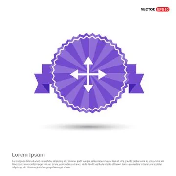 Four Side Arrow Icon - Purple Ribbon banner Stock Illustration