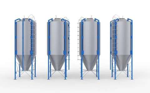 Four side of modern elevator storage for agriculture and food product farm co Stock Illustration