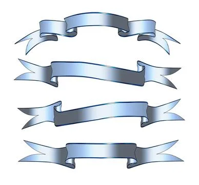 Four SIlver Banners On White Stock Illustration