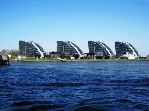 Four simetric buildings Stock Photos