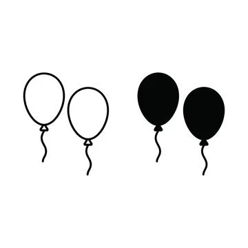 Four Simple Balloon Graphics Featuring Two White and Two Black Balloons Flo.. Stock Illustration