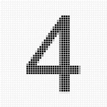 Four. Simple geometric pattern of black squares in number four Stock Illustration
