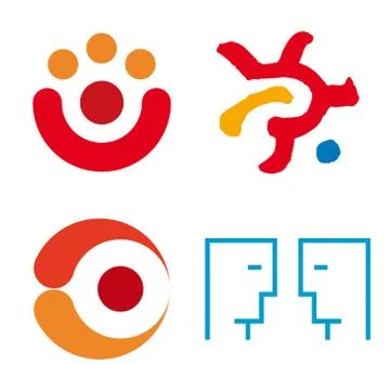 Four simple human logos in geometric form. Stock Illustration