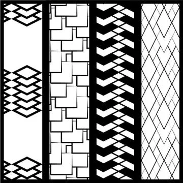 Four simple monochrome geometric patterns Stock Illustration