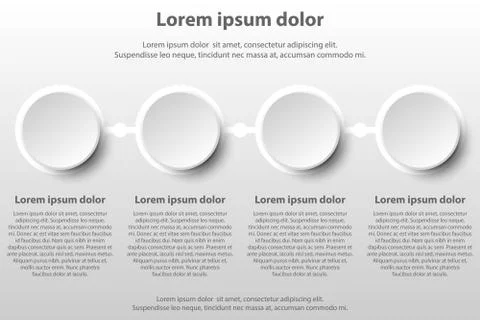 Four simple white 3d paper circles topic for website presentation cover pos.. Stock Illustration