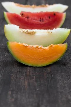 Four slices of melons 스톡 사진