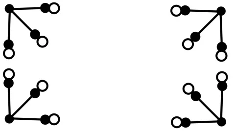 Four small clusters connected to circular nodes animation Stock Footage 340543163