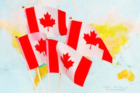 The four small flags of the Canada Stock Photos