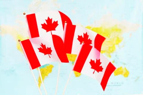 The four small flags of the Canada Stock Photos