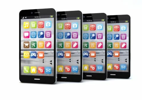 Four smartphones Stock Illustration
