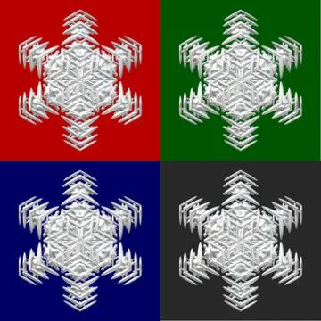 Four snowflakes on colored backround Stock Illustration