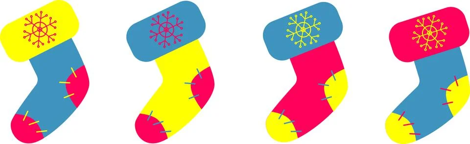 Four socks in different colors. Flat vector illustration. Stock Illustration