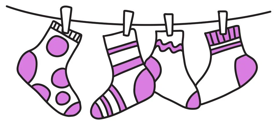Four socks doodle Stock-Illustration