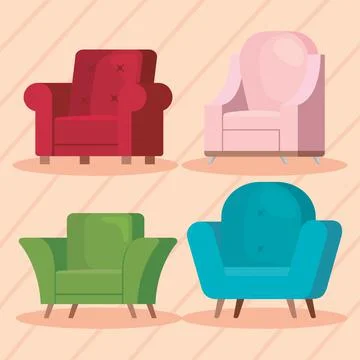 Four sofas livingroom Stockillustratie