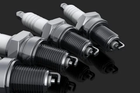 Four sparking plug (done in 3d, white background) Stock Illustration