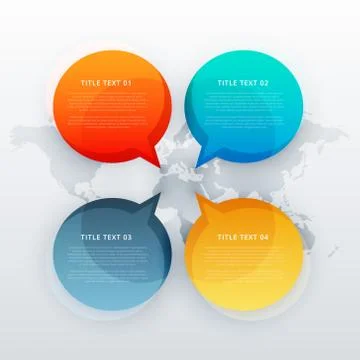 Four speak chat bubble in infographic template style Stock Illustration