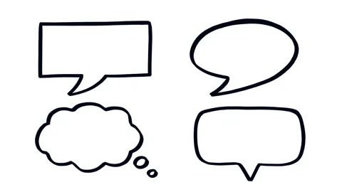 Four speech bubble doodles. Hand drawn stop motion animation. Stock Footage 172141988