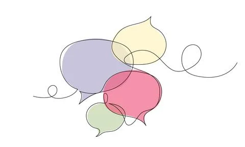 Four speech bubble one line style illustration Stock Illustration