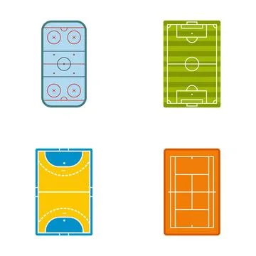 Four sports fields layout designs set Stock Illustration