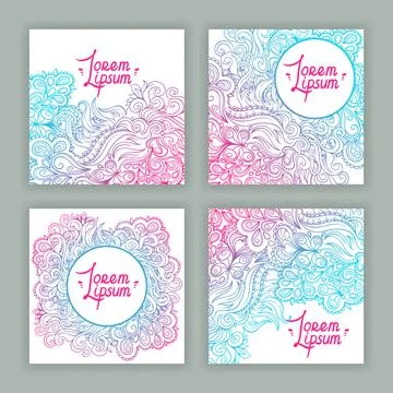 Four square cards with beautiful pattern Stock Illustration