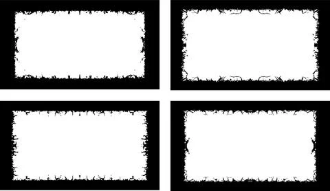 Four square frames with black and white paint, Illustrazione stock