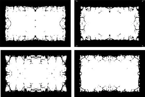 Four square frames with black and white paint Stock Illustration