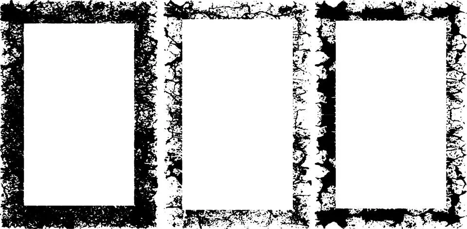 Four square frames with black and white paint Stock Illustration