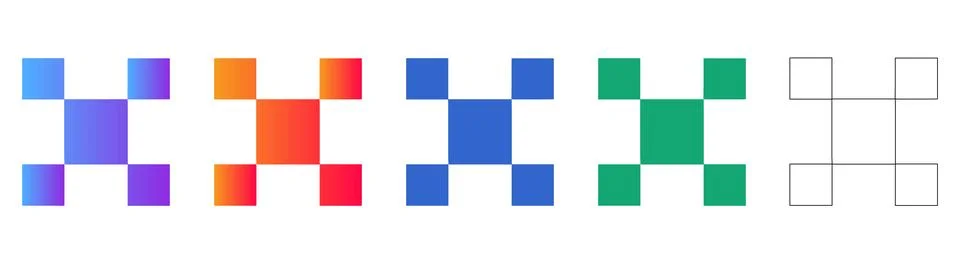 Four Square Grid Layout Icons Set Illustrazione stock