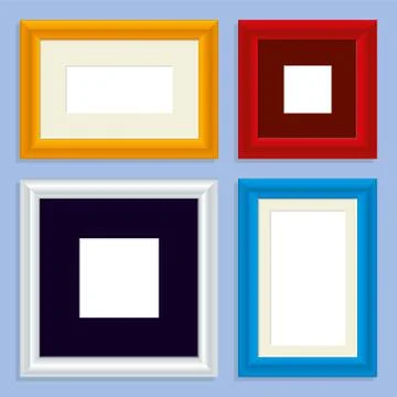 Four square metallic photo frames. Proportions editable. Stock Illustration