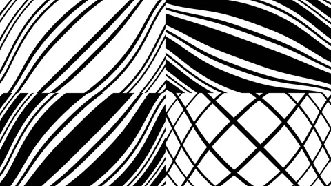 Four squares with black and white abstract line patterns Stock Footage 325923045