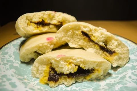 Four stack of Chinese hot steamed bun in the plate Stock Photos