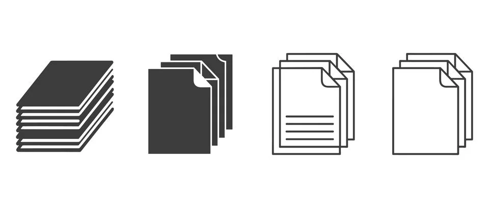 Four Stacks of Papers with Different Shading and Line Styles 스톡 일러스트