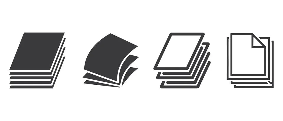 Four Stacks of Papers in Different Styles and Colors Stock Illustration