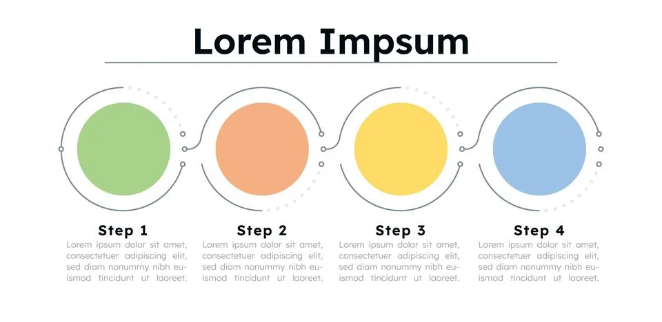 Four stage horizontal empty infographic template Stock Illustration