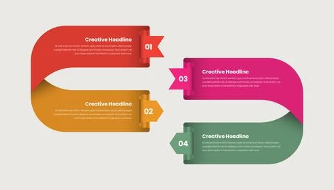 Four step abstract infographic presentation template with twisted ribbon ar.. Stock Illustration