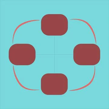 Four Step Circular Process Infographic with Rounded Boxes and Curved Arrows Иллюстрация