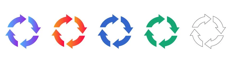 Four Step Circular Workflow Arrow Icons Stock Illustration