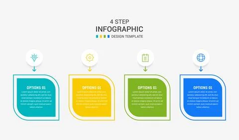 Four Step Infographic element design Vector template for presentation. proc.. Stock Illustration
