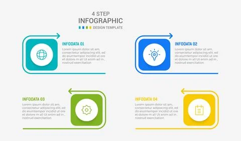 Four Step Infographic element design Vector template for presentation. proc.. Stock Illustration
