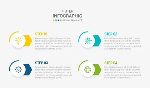 Four Step Infographic element design Vector template for presentation. proc.. Stock Illustration