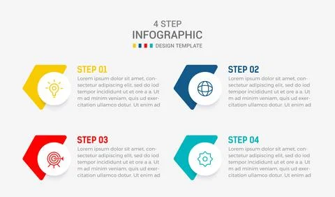 Four Step Infographic element design Vector template for presentation. proc.. Illustrazione stock