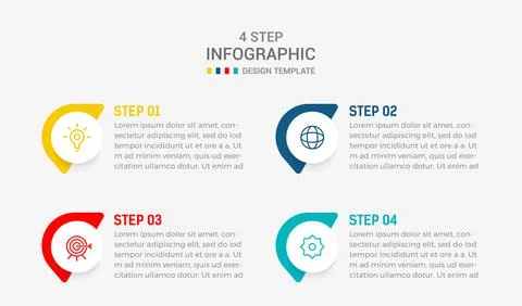 Four Step Infographic element design Vector template for presentation. proc.. Stock Illustration